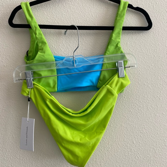 Lovers&Friends Ride the Wave bikini top Sky Blue &Lime neon green bottom size S - Picture 4 of 4
